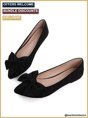 Women's Ballet Flats with Bow Decoration Pointed Toe Slip On Comfort Shoes